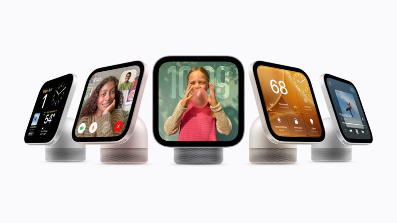 Apple HomeView i fire farger, bordmodell og veggmodell